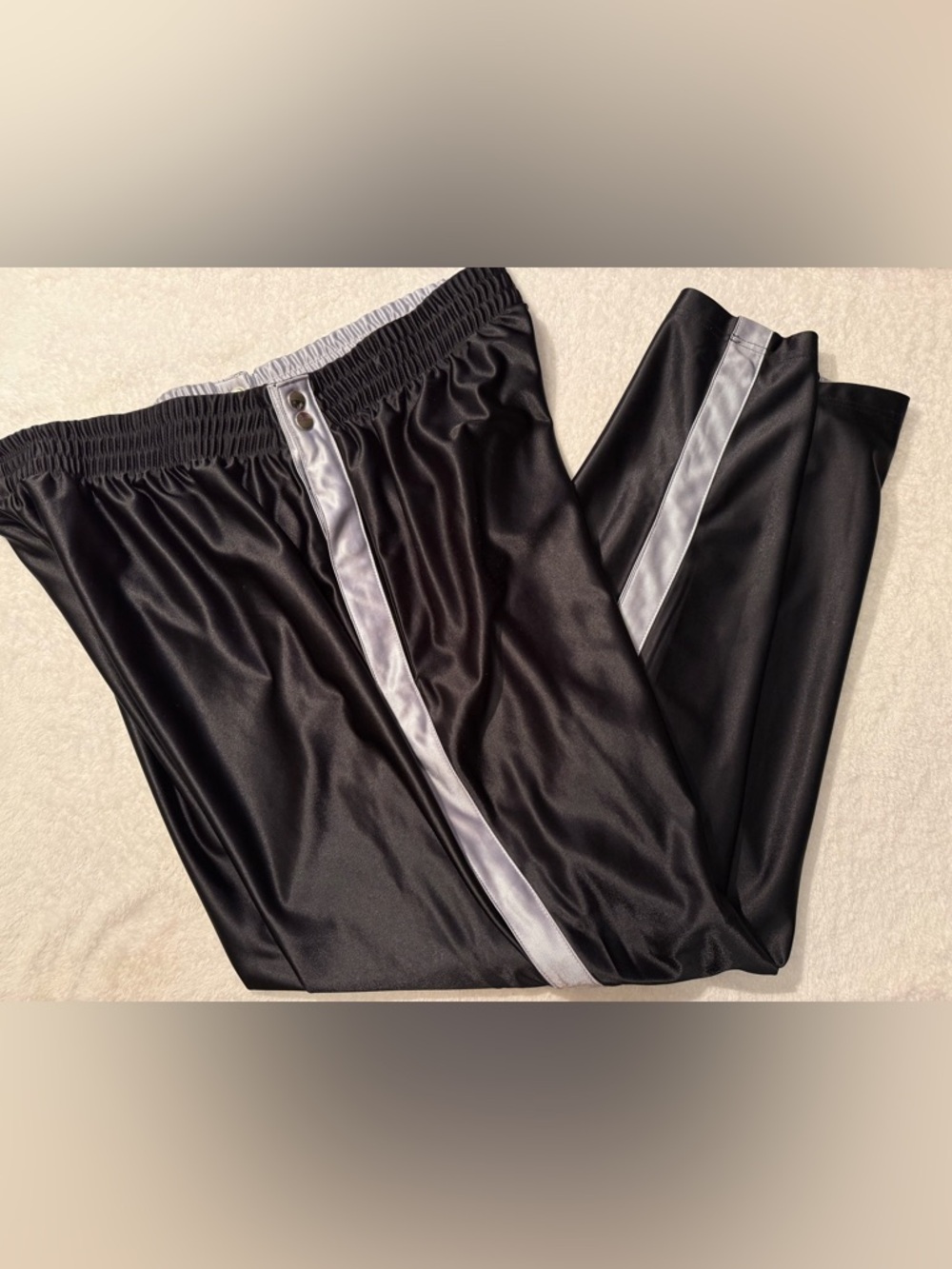 Finish Line Men’s Tear Away Snap Track Pants Size XL Black & Silver Pockets